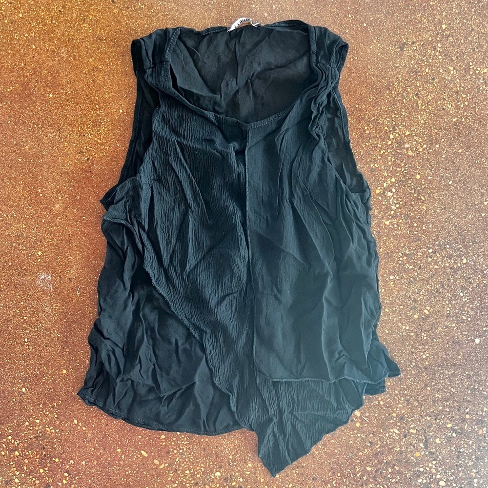 Layered black viscose sleeveless shirt